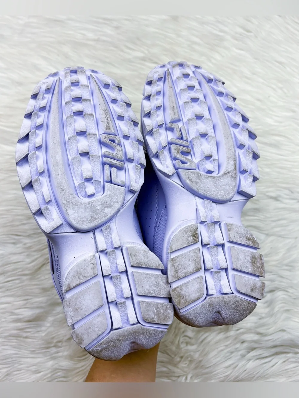 Fila Disruptor II Premium Patent Sneaker Lilac Lavender Purple Womens 6 Platform